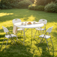 Table à manger ronde en plastique blanc de 6 pieds en gros portable 180cm événement fête mariage Banquet restauration