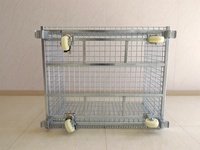 Chariot à plateau plat en métal durable, silencieux, pliable, pour le transport de conteneurs, cage en treillis métallique
