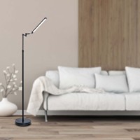 Lampe de sol LED moderne à intensité variable avec base métallique personnalisable et tête multi-pliable pour salon et décoration intérieure
