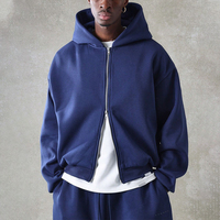 Usine de vêtements de rue Fabricant OEM Veste à capuche vierge poids lourd 450GSM double fermeture éclair Logo brodé personnalisé pour hommes