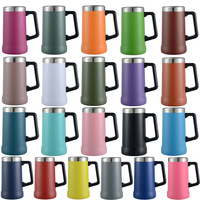 Gobelet industriel personnalisable réutilisable, verre à Sublimation en acier inoxydable, tasses de bière avec poignée, 1 pièce