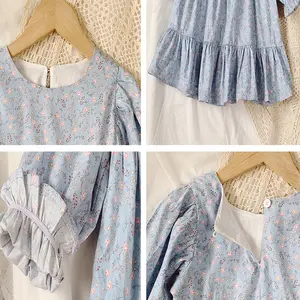 Kız elbise çocuk giysileri tam baskılı çiçek bebek bebek prenses elbise uzun kollu pamuklu çocuk kostüm 2021 ilkbahar sonbahar