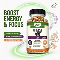 Maca Plus 1505mg avec extrait de poivre noir, vitalité saine, 60 capsules végétales