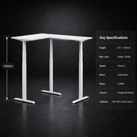 Bureau assis-debout à triple moteur, cadre de bureau en L, capacité de charge de 160 kg, table réglable électriquement pour poste de travail d'angle