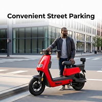Vélo électrique urbain 500W 48V, cadre en alliage d'aluminium 14 pouces, moteur à moyeu arrière, double siège avec dossier, freins à tambour, pour trajets quotidiens