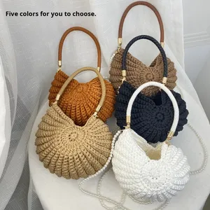 Sáng Tạo <span class=keywords><strong>Conch</strong></span> Hình Crochet Handmade Crossbody Túi Vui Dễ Thương Ngọc Trai Chuỗi Nhỏ Củ<span class=keywords><strong>a</strong></span> Phụ Nữ Vai Túi Mới Lạ Handweave - Product Image 4