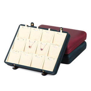 Weimei personnalisé logodouble boutonnage boîte à bijoux couleur vive en cuir PU intérieur microfibre anneau collier plateau - Product Image 6