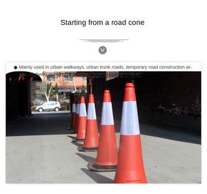 Cône de signalisation routière en plastique PE carré réfléchissant prismatique haute intensité de 50 cm, grande vitesse, lumière constante, sans alimentation, avertissement <span class=keywords><strong>routier</strong></span> - Product Image 6