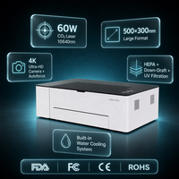Machine de découpe au laser CO2 60W 500x300mm, caméra 4K à mise au point automatique, grave le plastique/le vin/le bois/les cartes, pour prototype d'emballage