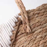 Panier de paille pliable de grande capacité fait à la main panier de rangement en tissu d'osier maison cuisine jouets bébé caractéristique panier de jonc de mer