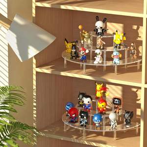 3段回転式半円カップケーキスタンド 香水オーガナイザー 透明アクリル製ライザー ディスプレイスタンド コレクション用 フィギュア用 - Product Image 6