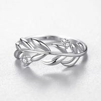 Lot de superbes bagues en argent 925 avec feuilles en zircon cubique, finition polie miroir, bijoux fins de qualité supérieure pour usage quotidien et mariages, vente en gros