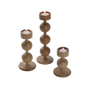 Ensemble de trois bougeoirs décoratifs en bois à usage décoratif Accueil Hôtels Restaurant Bougeoir de style américain - Product Image 1