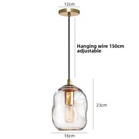 Lustre en verre doré - Lumière LED chaude moderne et minimaliste pour salles à manger, hôtels, comptoirs de bar et salles d'exposition