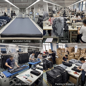 Jeans Baggy da Uomo con Pannelli Sovrapposti, Gamba Larga, Stile Cargo, Denim Nero Lavato, Streetwear, Etichetta Privata, Produzione in Fabbrica, Basso MOQ, ODM - Product Image 4