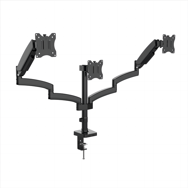 Hot Sales Gas Spring Triple 17-27'' Screen Monitor Mount Arm Height Adjustment Swivel With Interactive Handle for Office/Home