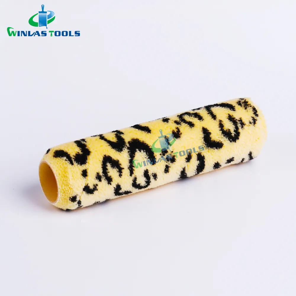 Tissu acrylique imprimé léopard 9 pouces 12mm couverture de recharge de rouleau de peinture sur poils