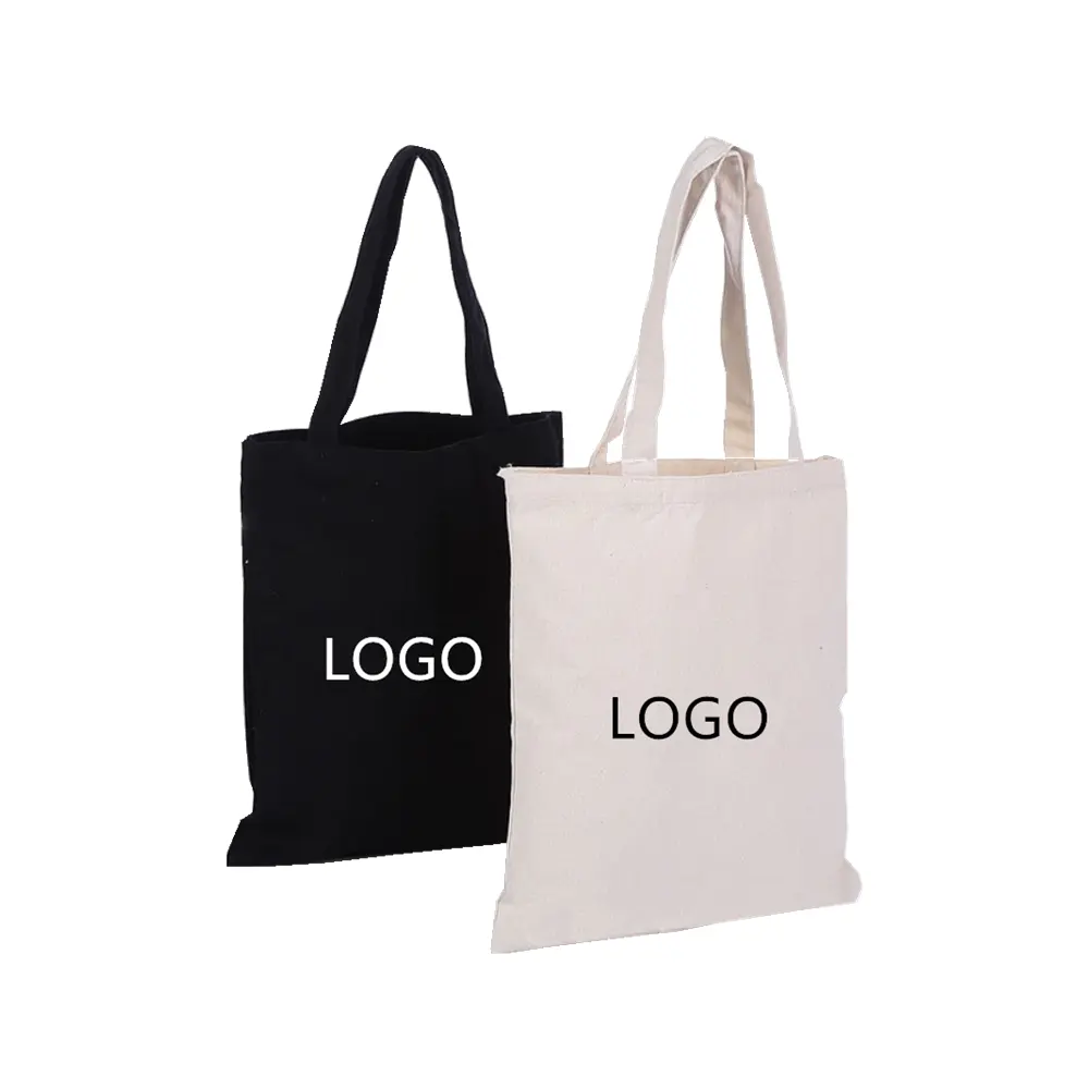 Wholesale natural/black calico cotton canvas tote bag with company logo, promotional canvas bags custom print