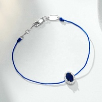 Bracelet d'amitié personnalisé en argent 925 ovale avec zircon rouge, rubis bleu vert, réglable, simple, chaîne de main, bracelet en corde pour fille