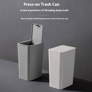 Cubo de Basura Simple Blanco/Gris, Rectangular, Tipo Presión, Uso Interior/Exterior, Plástico PP, Almacenamiento para Cocina y Sala de Estar - Product Image 4