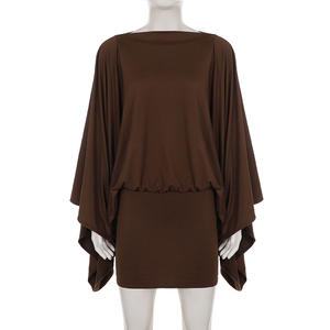 European Sexy Elegant One Shoulder Ruffle Wide Sleeve Bodycon <b>Dress</b> Fashion Socialite Party <b>Loose</b> Midi <b>Dress</b> for Women - Product Image 6