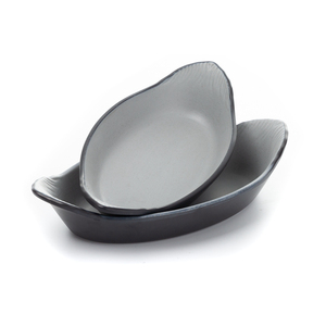 De alta calidad de 8,8 pulgadas, nuevo gris y negro barco forma de servir de melamina paltas conjuntos - Product Image 1