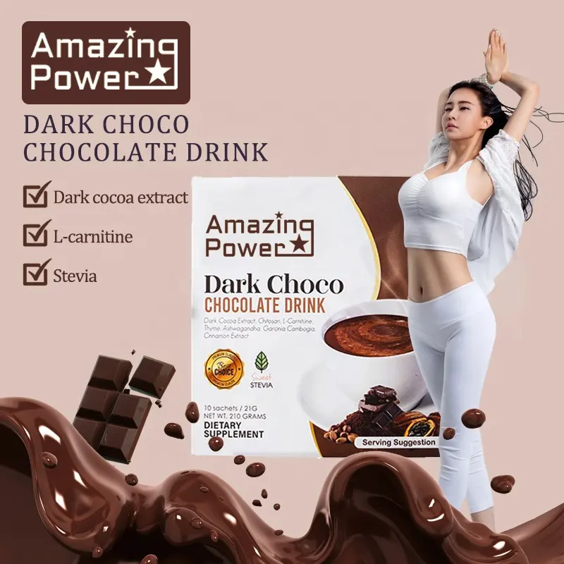 Incredibile potenza di marca cioccolato fondente sottile latte in polvere con l carnitina garcinia cambogia Keto friendly slim glowing whiten