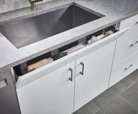 2023 SKYLINE personnalisé Australie Morden placage blanc en forme de L ensembles complets matériel Hot House armoires de cuisine avec île