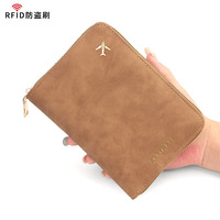 Porte-cartes de grande capacité en cuir PU, porte-passeport de voyage, organiseur de documents, blocage RFID, portefeuille de voyage familial, étui de protection