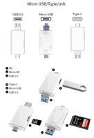 Adaptador Micro USB OTG tipo c 6 en 1, lector de tarjetas de memoria SD portátil todo en 1, adaptador de tarjetas SD TF para PC y portátil, venta al por mayor