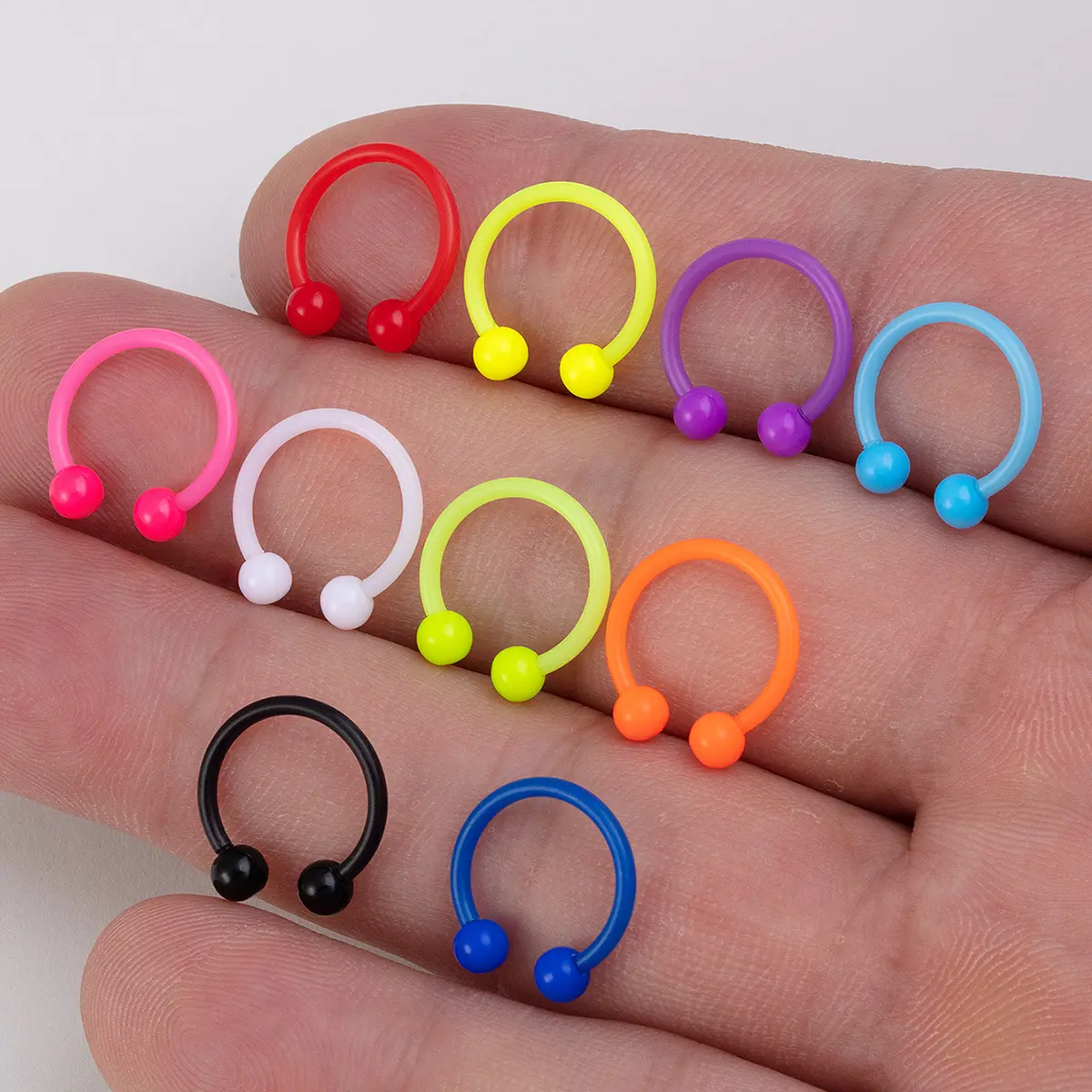 2401 new solid color horseshoe talk nose ring set 10 pieces of circular ears wholesale