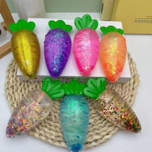 Jouets anti-stress Squishy en forme de carotte à paillettes et sequins, à rebond lent, pour soulager le stress - Product Image 1