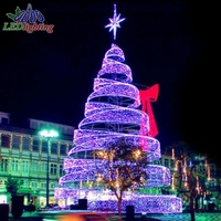 Décoration de Noël géante en forme d'arbre en spirale, éclairage LED extérieur, cadre en fer fait main, indice de protection IP65, télécommande