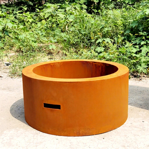 Table de foyer moderne ronde en acier Corten au propane/gaz naturel – Brasero portable pour terrasse extérieure et décoration de jardin - Product Image 1