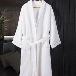 High quality hotel <b>spa</b> poly cotton waffle comfortable adult bathrobe - Product Image 2