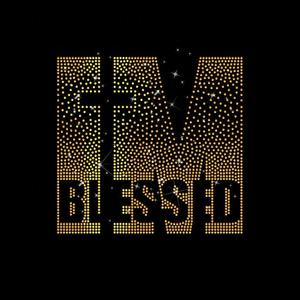 Soy bendito Cross God Custom Bling Rhinestone Transfer Iron on Crystal Motif Hot Fix Christian Pattern - Product Image 1