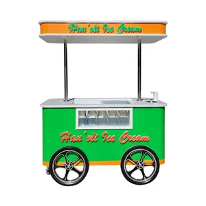 热卖软冰淇淋推车6/8/10不锈钢托盘冰淇淋推车出售冰淇淋