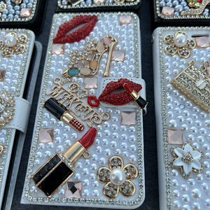 Funda de teléfono móvil de diamante de cuero de lujo hecha a mano DIY para iPhone 15 pro Max 14 13 cubierta de diamantes de imitación para <span class=keywords><strong>Samsung</strong></span> S23 S24 Ultra - Product Image 3