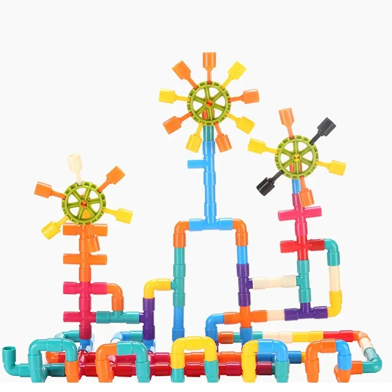 DIY水道管ビルディングブロックおもちゃパイプライントンネル建設啓発教育STEM組み立ておもちゃ子供のためのギフト