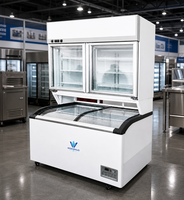Vitrine Réfrigérée Professionnelle Double Température pour Supermarché, Congélateur et Réfrigérateur Combinés, Sans Givre, pour Boissons