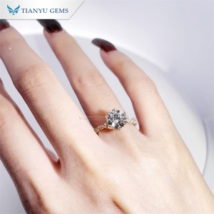 Tianyu Gems unisexe 14K 18K Lab diamant bague de fiançailles Six griffes tige torsadée avec Moissanite pour cadeau de fête d'anniversaire de mariage - Product Image 3