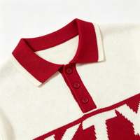 Pull personnalisé avec logo pour homme, manches courtes, col rond, tricot décontracté, rayures jacquard, polo en tricot pour homme