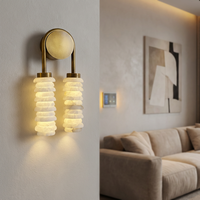 Applique murale LED encastrée minimaliste italienne avec abat-jour cylindrique en albâtre, en acier inoxydable moderne, température de couleur 3000-6000K, garantie 3 ans