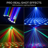 Luz de Fiesta DJ Giratoria de 3 Alas de 120W, RGBW, con Láser, Estroboscópica, Cabezal Móvil Infinito, Control Remoto y Sonido para Clubes, Bodas y Eventos