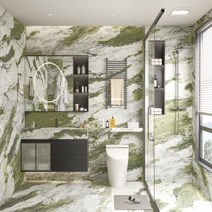 Dalle de marbre moderne de luxe vert glacier sur mesure, marbre naturel coloré pour table à manger, comptoir, mur de fond - Product Image 3