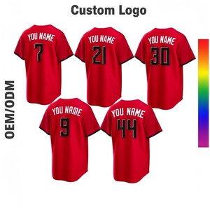 Maillot de baseball respirant brodé en 3D de haute qualité, couleur rouge Cincinnati, personnalisé avec nom et numéro, en polyester doux, pour les fans - Product Image 1