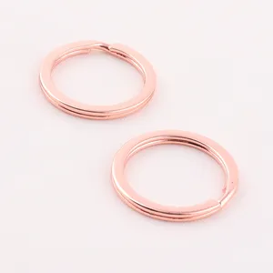 Warna rose gold 25mm gantungan kunci split datar logam untuk gantungan kunci