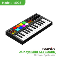 Harga Grosir Piano Mini Portabel 25-Key Keyboard USB dan Drum Pad Midi Controller Keyboard