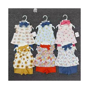 Estate all'ingrosso fascia per capelli per bambini manica corta e <span class=keywords><strong>pantaloncini</strong></span> 3 pezzi estate Set carino stampato per bambini in cotone morbido Set - Product Image 1