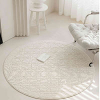Tapis rond vintage GENIMO à poils plats, couleur unie, 160 cm, polyester lavable pour salon, beige